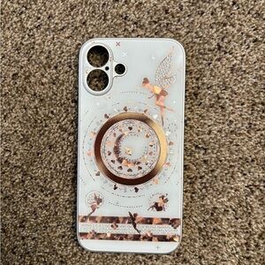 Elegant Fairy Design Phone Case - White and Gold iPhone 16 plus